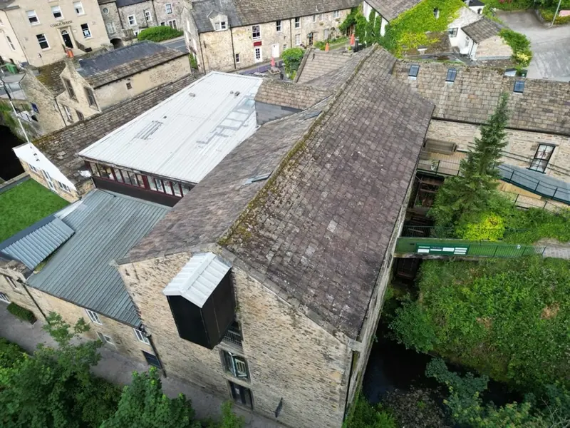 The rooftops of High Corn Mill from above